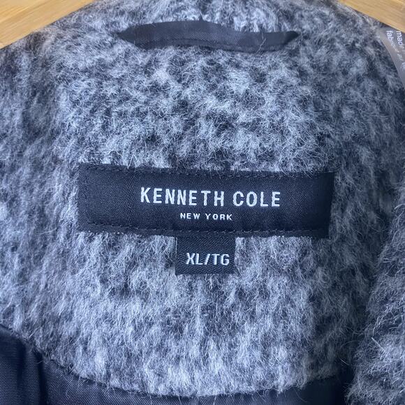 Kenneth Cole Asymmetrical Pressed Boucle Wool Coat Charcoal XL - Picture 6 of 9